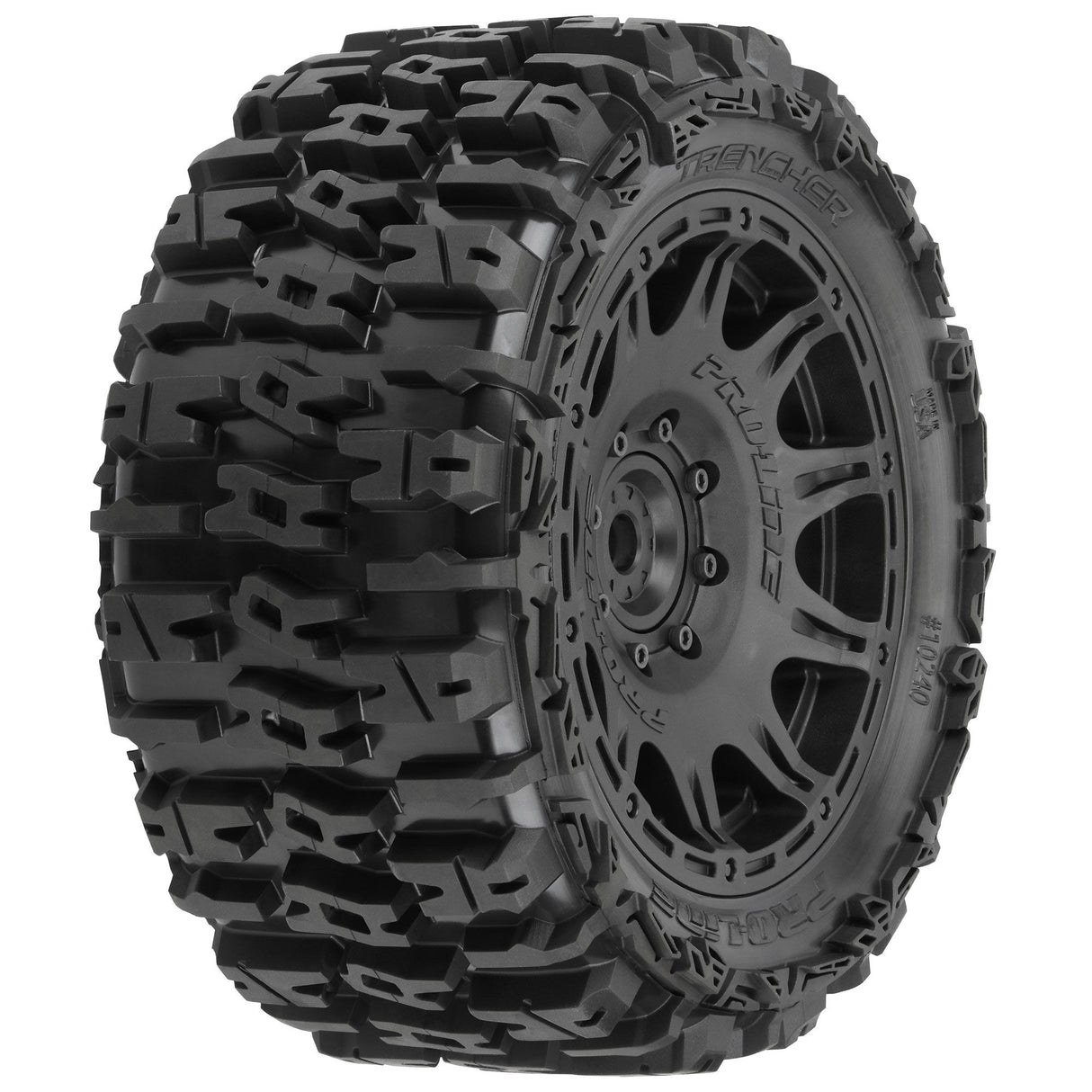 1/6 Trencher F/R 5.7 Tires Mounted 24mm Black Raid 8x48 Hex