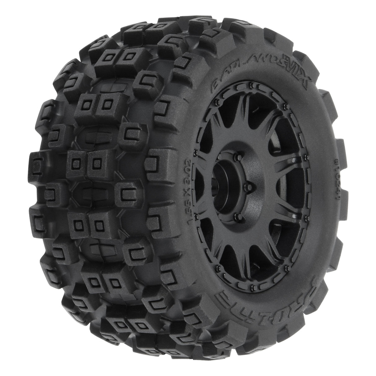 Badlands MX 1.85 All-Terrain Truck Tires (4) Mounted on Rai