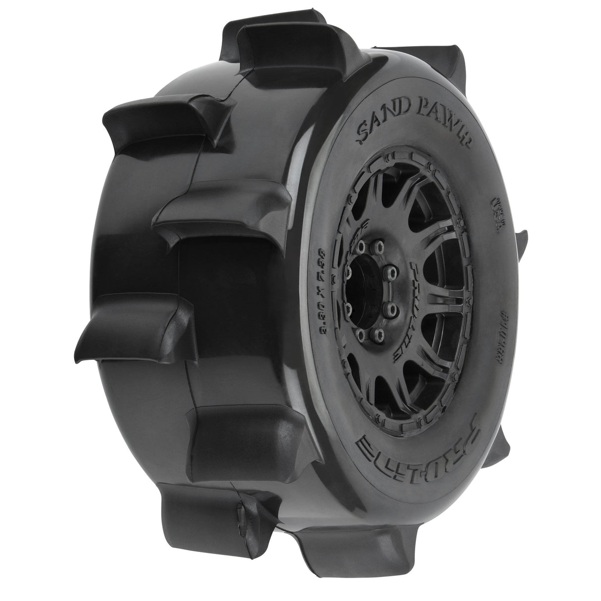 1/8 Sand Paw HP BELTED F/R 3.8 MT Tires Mounted 17mm Black