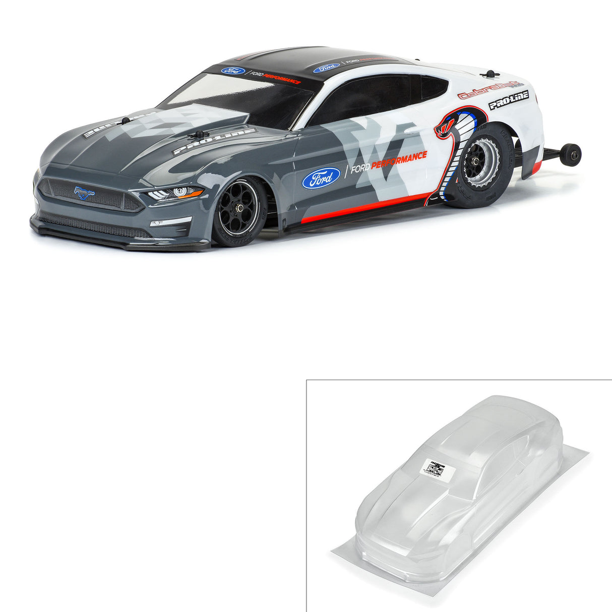1/16 2021 Ford Mustang Cobra Jet Clear Body: Losi Mini Drag