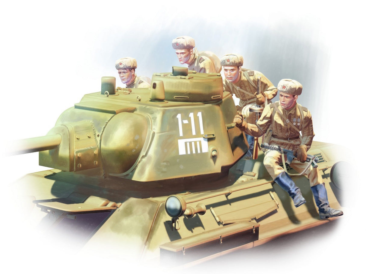 T-34-76 with 4 Soviet Tank Rider Figures