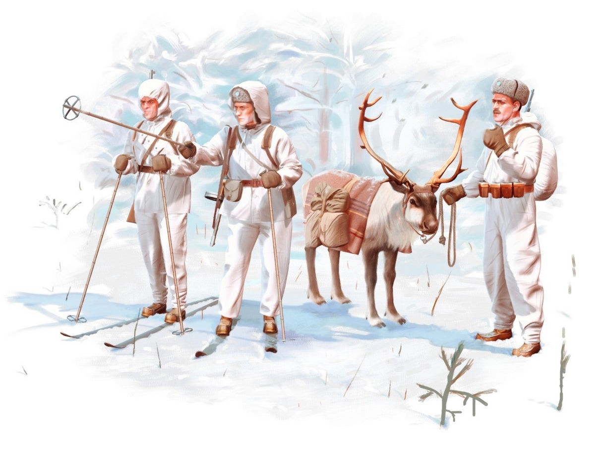 Finnish Riflemen (Winter 1940) 3 Figures & Reindeer