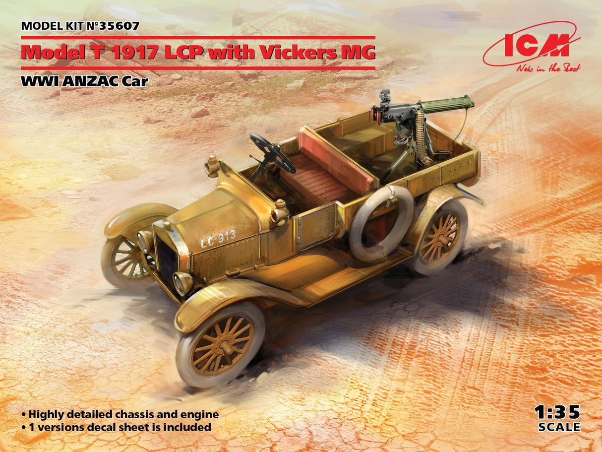 ICM 1/35 Model T 1917 LCP with Vickers MG WWI ANZAC Car Kit ICM35607