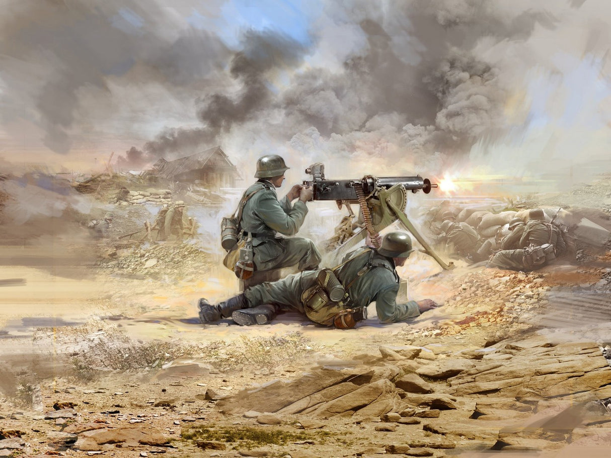WWII German MG08 MG Team 2 Figures