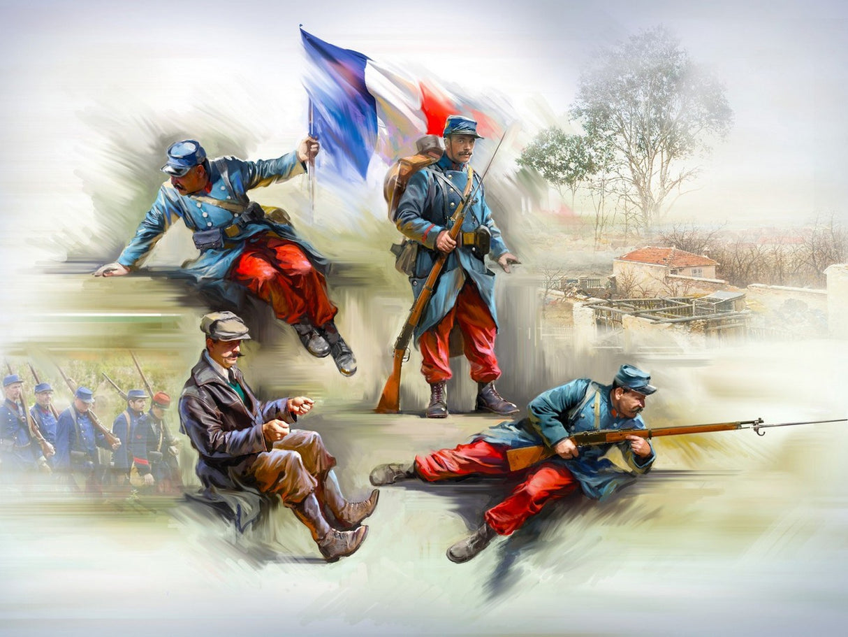 French Infantry on the March (1914) 4 Figures