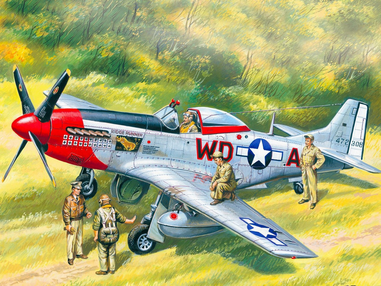Mustang P-51D with USAAF Pilots & Ground Personnel (5 Figures)