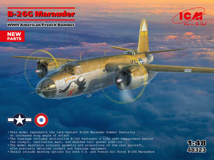 ICM 1/48 B-26G Marauder WWII American/French Bomber Kit 48323