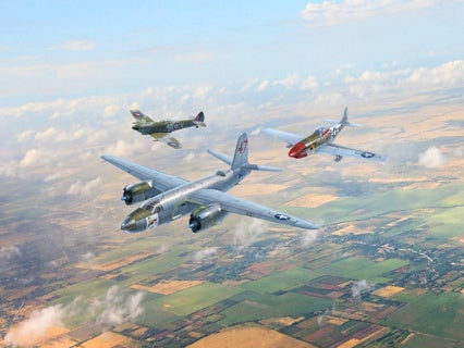 ICM 1/48 Conquerors of Europes Sky (Set of 3 Aircraft-Set includes P51 Mustang/Spitfire/and B-26 Marauder) ICM48324