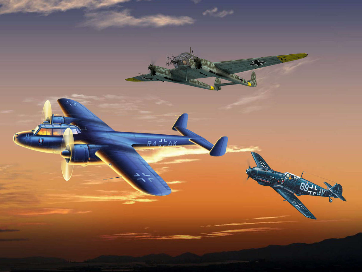 ICM Set of 3 Luftwaffe Night Fighters (Bf 109E-4 Do 172-10 Kauz II Fw 189A-1)