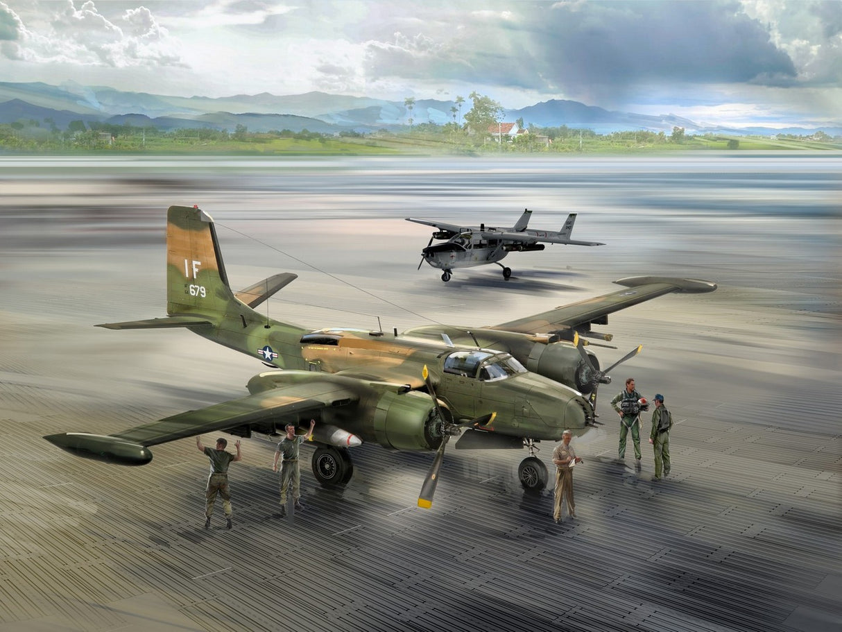 Nakhon Phanom Air Base Set (B-26K O-2 Skymaster Figures & Airfield Plates)
