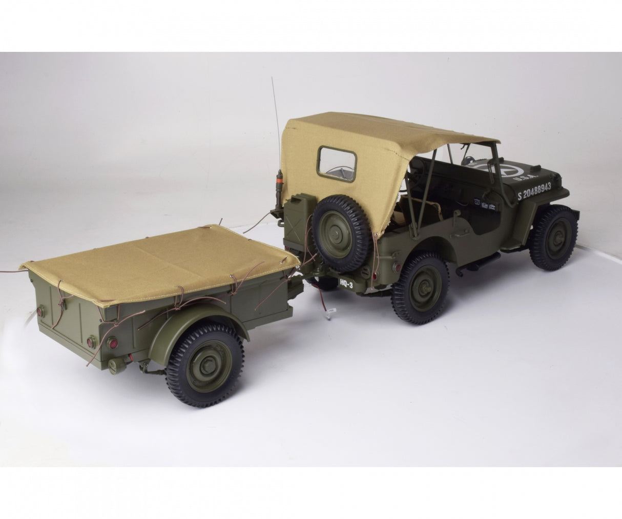 ISO Willys Jeep with trailer and accessories 1/8 Full kits