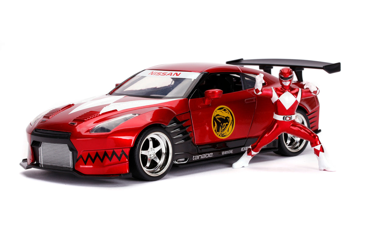 Jada Die Cast Collectables - 1:24 Hollywood Rides 2009 Nissan GT-R with Red Power Ranger Figure