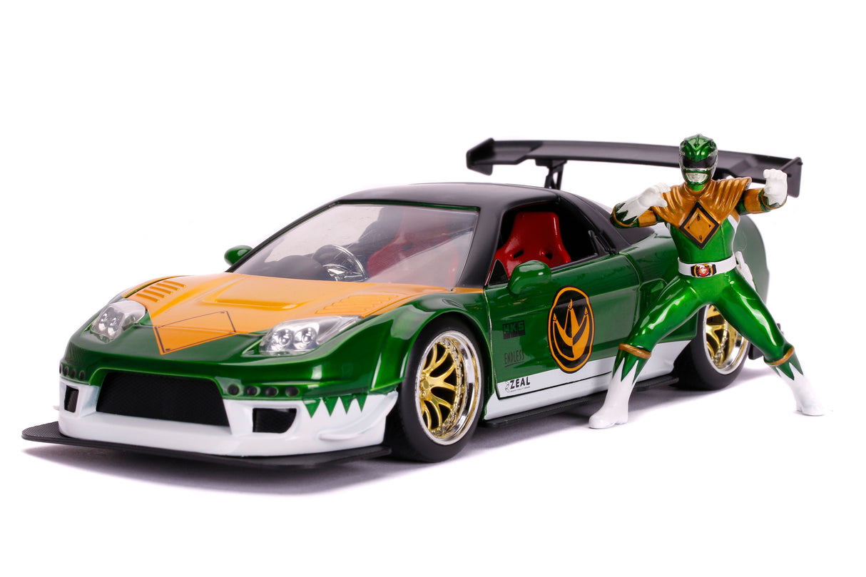 Jada Die Cast Collectables - 1:24 Hollywood Rides 2009 Honda NSX Type R with Green Power Ranger Figure