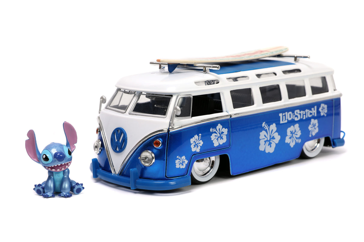 Jada Die Cast Collectables - 1:24 Hollywood Rides 1962 VW Bus Lilo and Stich with Stich Figure