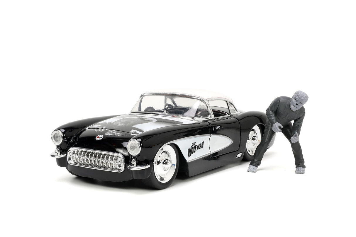 Jada Die Cast Collectables - 1:24 Hollywood Rides 1957 Corvette with Wolfman Figure
