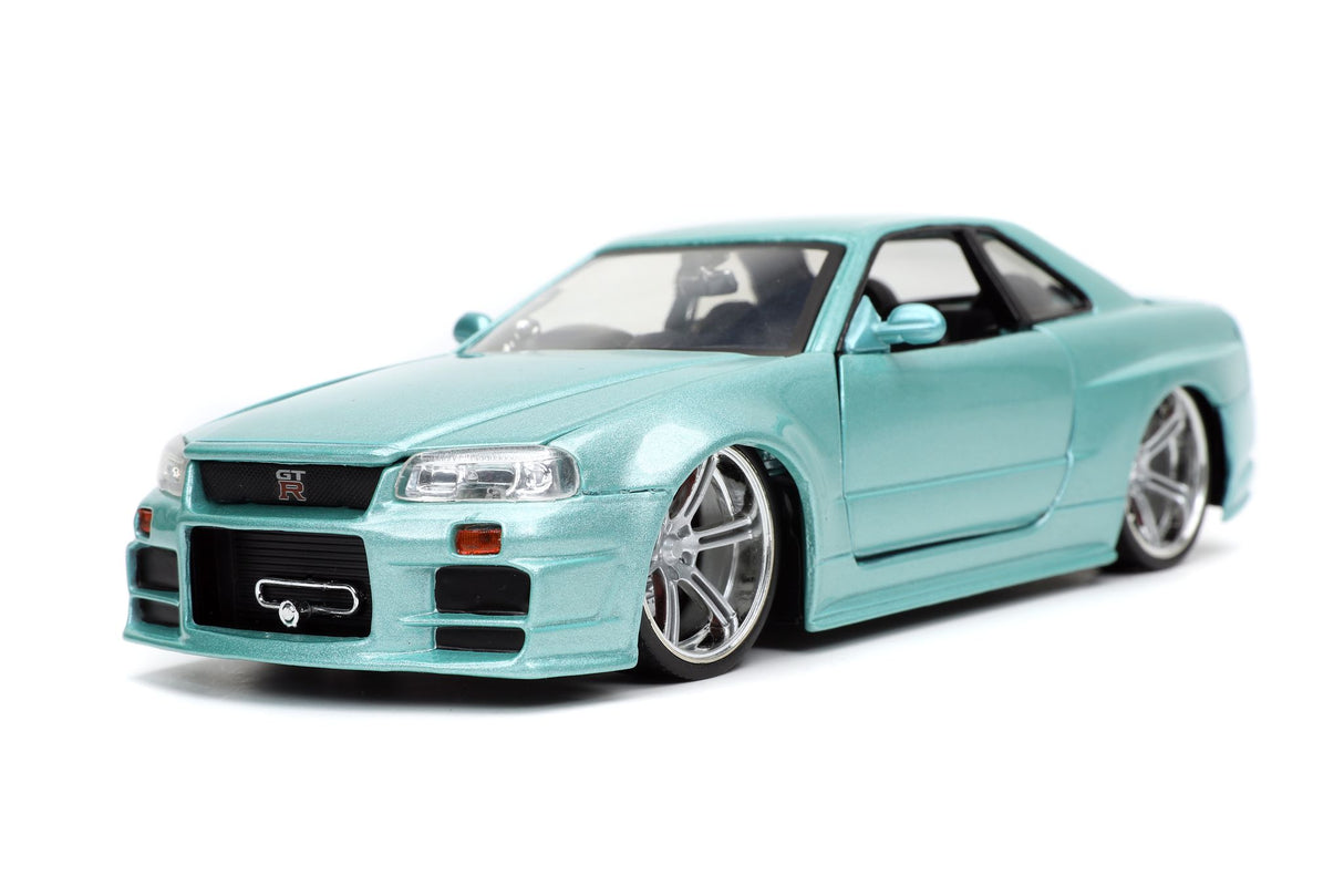 Jada Die Cast Collectables - 1:24 Fast and Furious Skyline GTR Met Blue/Green