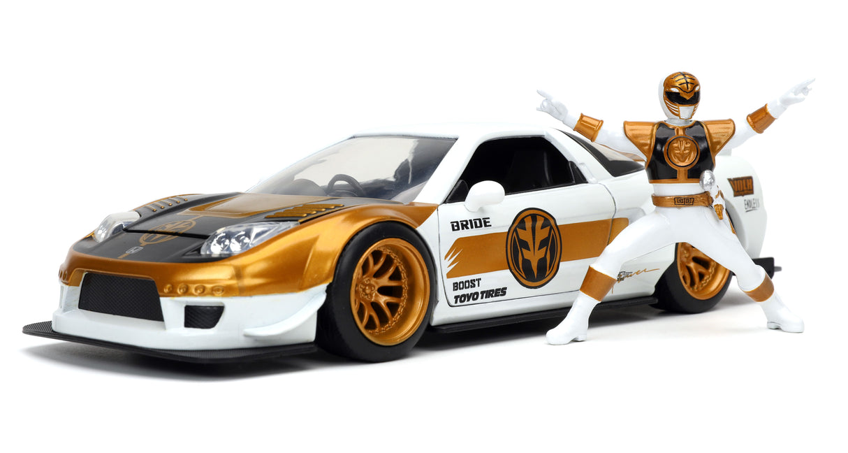Jada Die Cast Collectables - 1:24 Hollywood Rides Honda NSX with White Power Ranger Figure