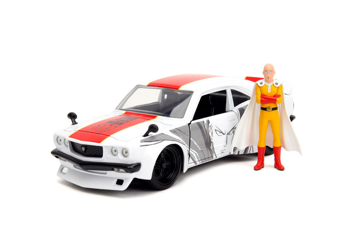 Jada Die Cast Collectables - 1:24 Hollywood Rides 1974 Mazda RX-3 with One Punch Man Figure