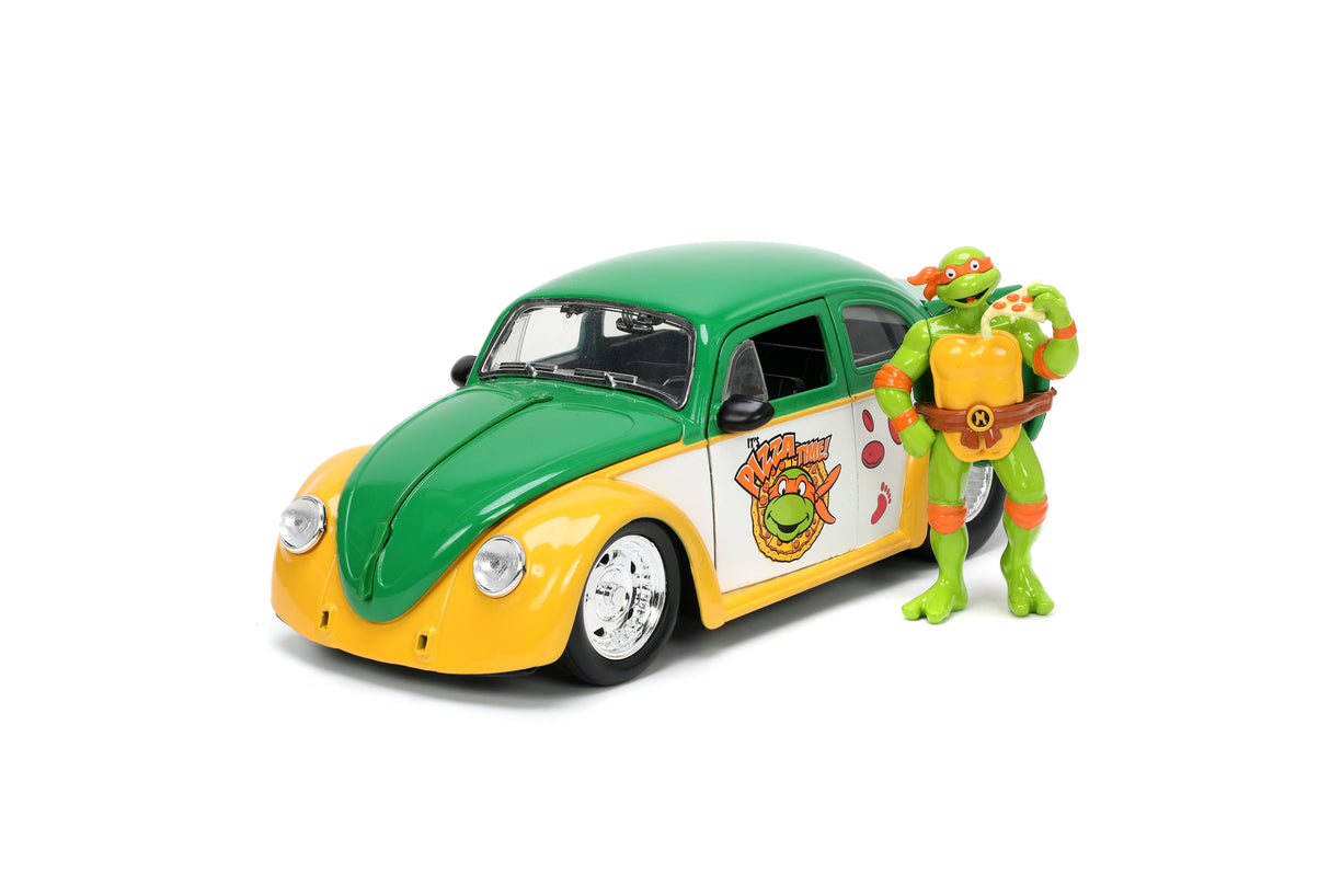 Jada Die Cast Collectables - 1:24 Teenage Mutant Ninja Turtles VW Drag Beetle with Michelangelo Figure