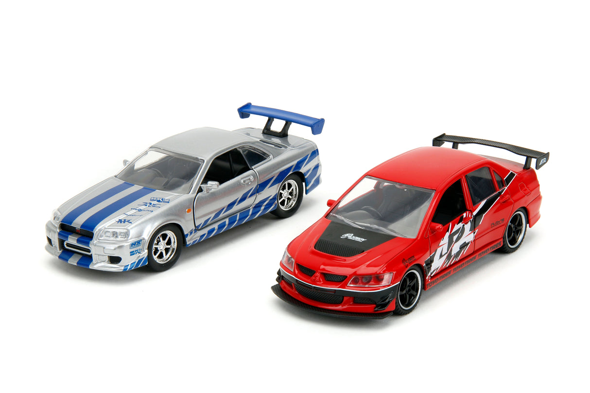 Jada Die Cast Collectables - 1:32 Fast and Furious Mitsubishi EVO and Skyline GTR Set