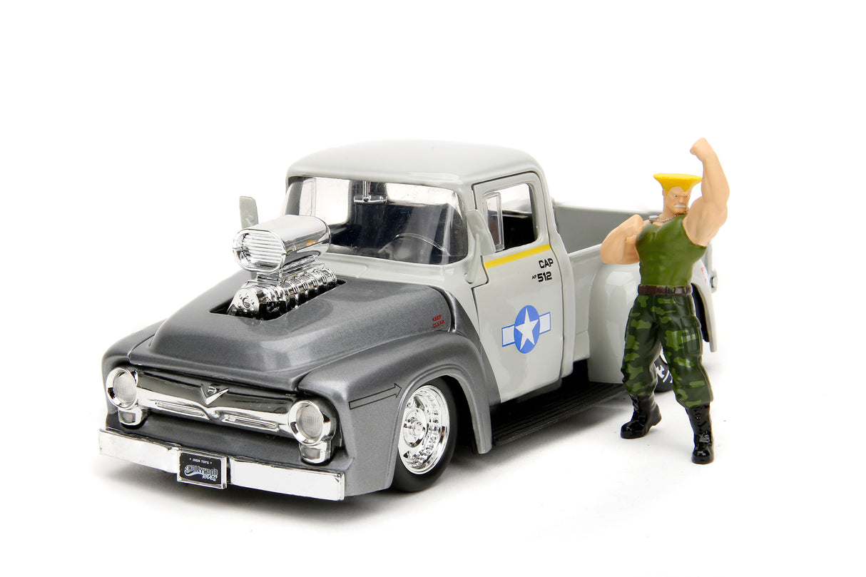 Jada Die Cast Collectables - 1:24 Hollywood Rides 1956 Ford F100 Pickup with Guile Figure