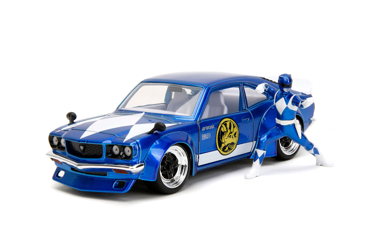 Jada Die Cast Collectables - 1:24 Hollywood Rides 1974 Mazda RX-3 With Blue Power Ranger