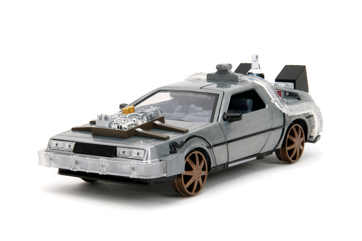 Jada Die Cast Collectables - 1:24 Back to the Future Part III Delorean Time Machine with Train Wheels