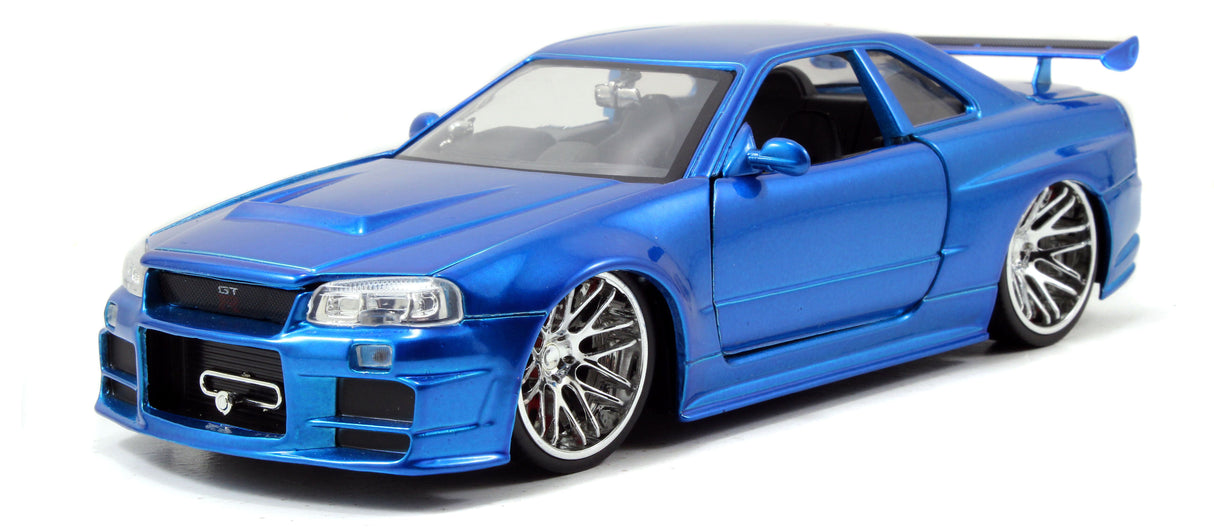 Jada Die Cast Collectables - 1:24 Fast and Furious Brians Nissan Skyline GT-R(R34)- Blue