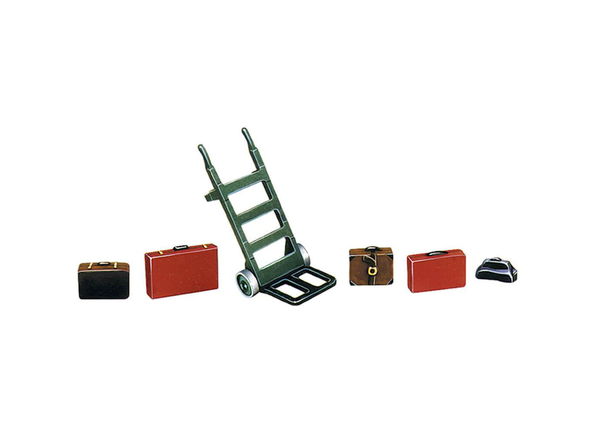 Porters Trolley & Luggage (cast white metal)