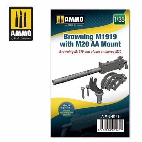 3D PRINTED Browning M1919 with M20 AA Mount 1/35