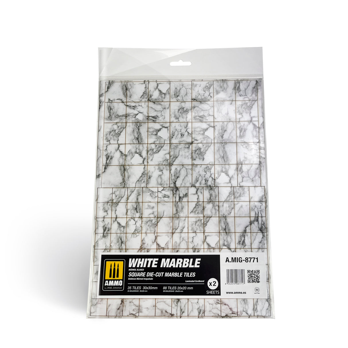 White Marble. Square die-cut marble tiles