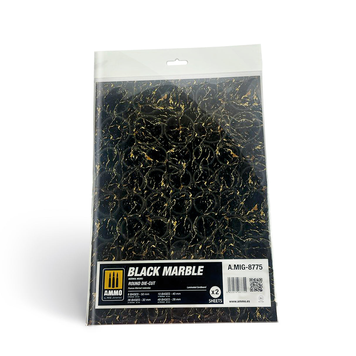 Black Marble. Round die-cut for Bases for Wargames