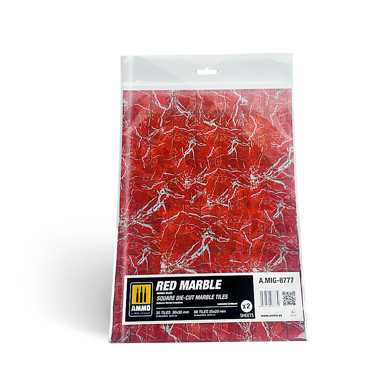 Red Marble. Square die-cut marble tiles