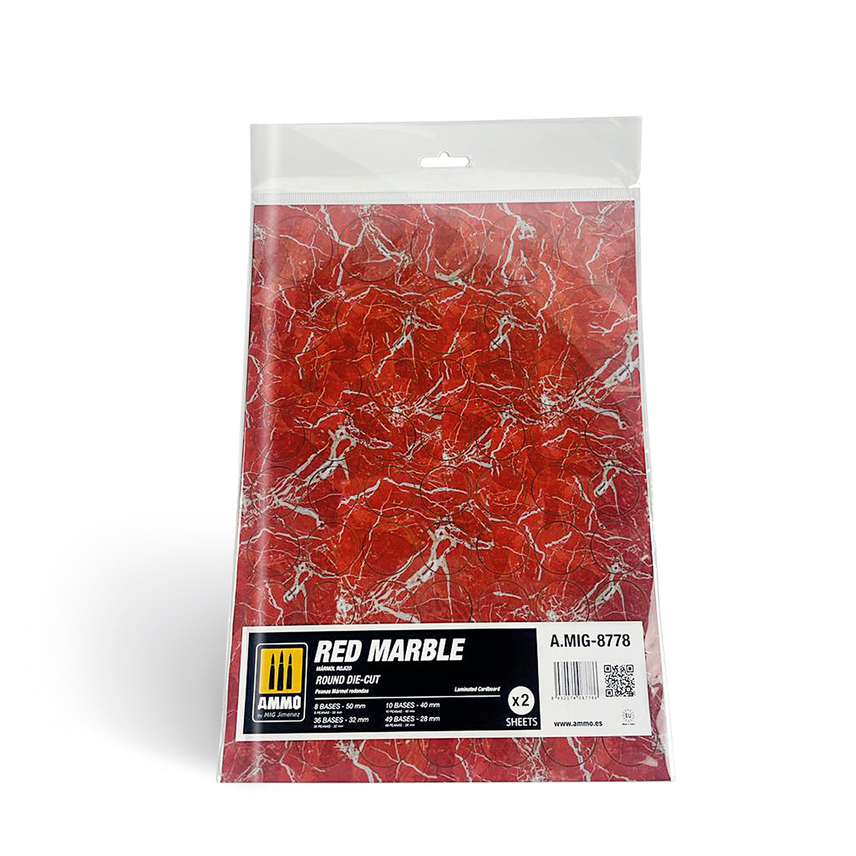 Red Marble. Round die-cut for Bases for Wargames