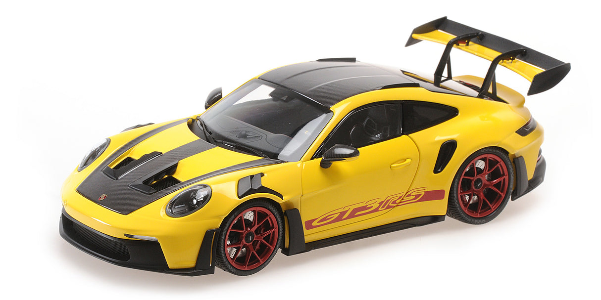 Minichamps Die Cast Collectables - 1:18 2024 Porsche 911 (992) GT3RS Yellow With Weissach Package With Red Wheels