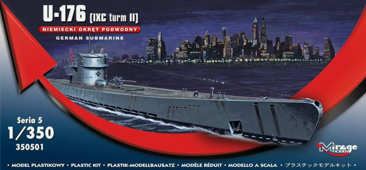 Mirage Hobby 1/350 U-176 )IXC turm II) Submarine Kit 350501
