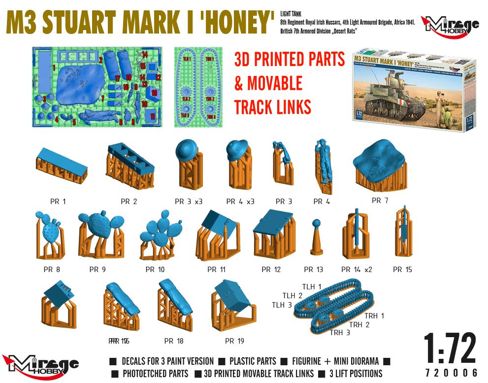 Mirage Hobby 1/72 M3 Stuart Mark I Honey Kit 720006