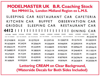 MM4412 Fifty ex LMS Coaches ‘M’ Prefixes & Suffixes. Cream