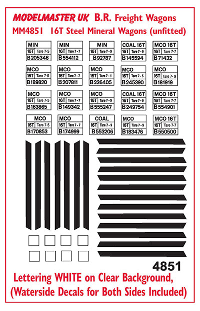 MM4851 16T Mineral Wagons unfitted with end door stripes