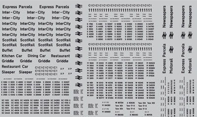 OO GAUGE BR COACH NUMBERS BLACK 1965-90