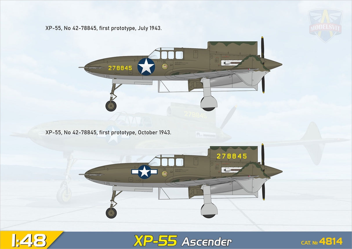 Modelsvit 1/48 Curtiss XP-55 Ascender (1st prototype) Kit 4814