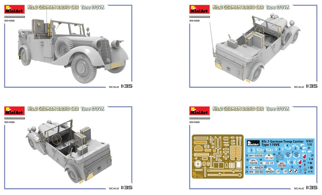 Miniart 1:35 Kfz.2 GERMAN RADIO CAR TYPE 170VK Kit 35488