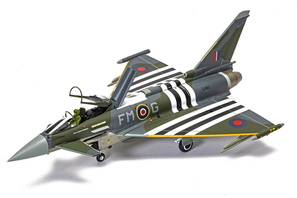 Corgi Eurofighter Typhoon FGR4 ZJ913 FM-G Moggy Flt Lt David Turbo Turnbull RAF No.29 Sqn Coningsby June 6th 2024 2024 D-Day Anniversary Display Scheme 1:48 AA29004