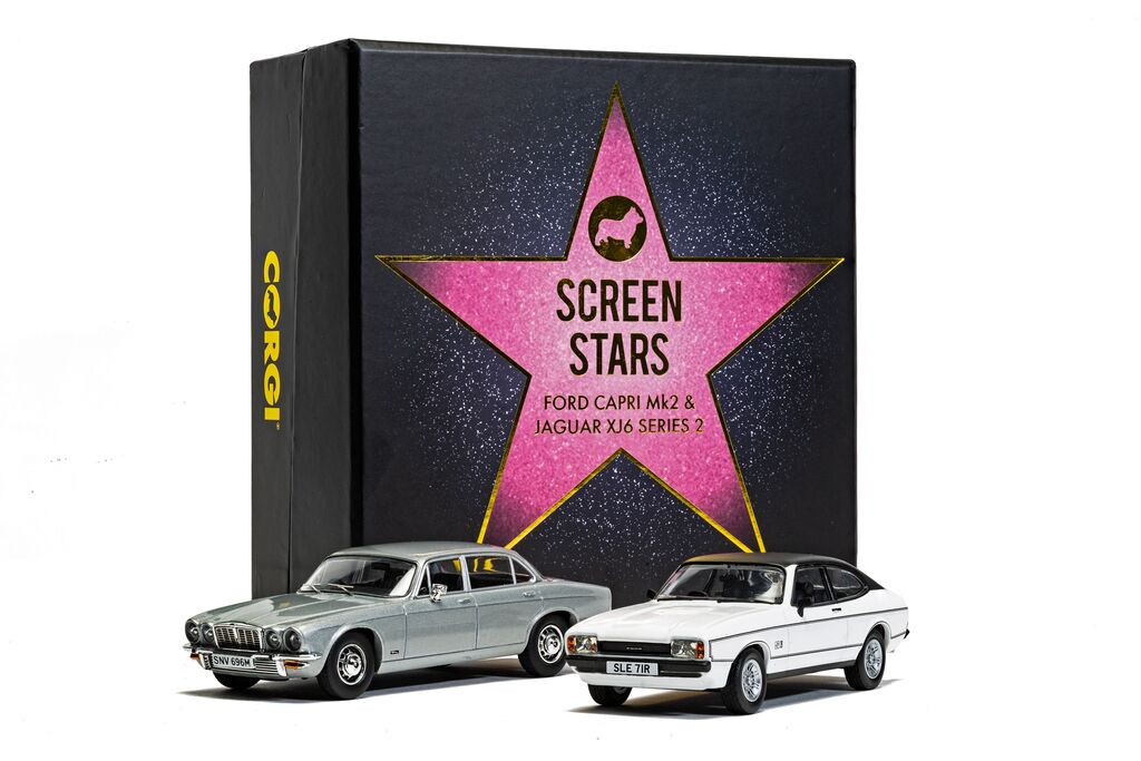 Corgi Screen Stars - Ford Capri Mk2 2.0S Diamond White Jaguar XJ6 Series 2 Silver 1:43 CC91992