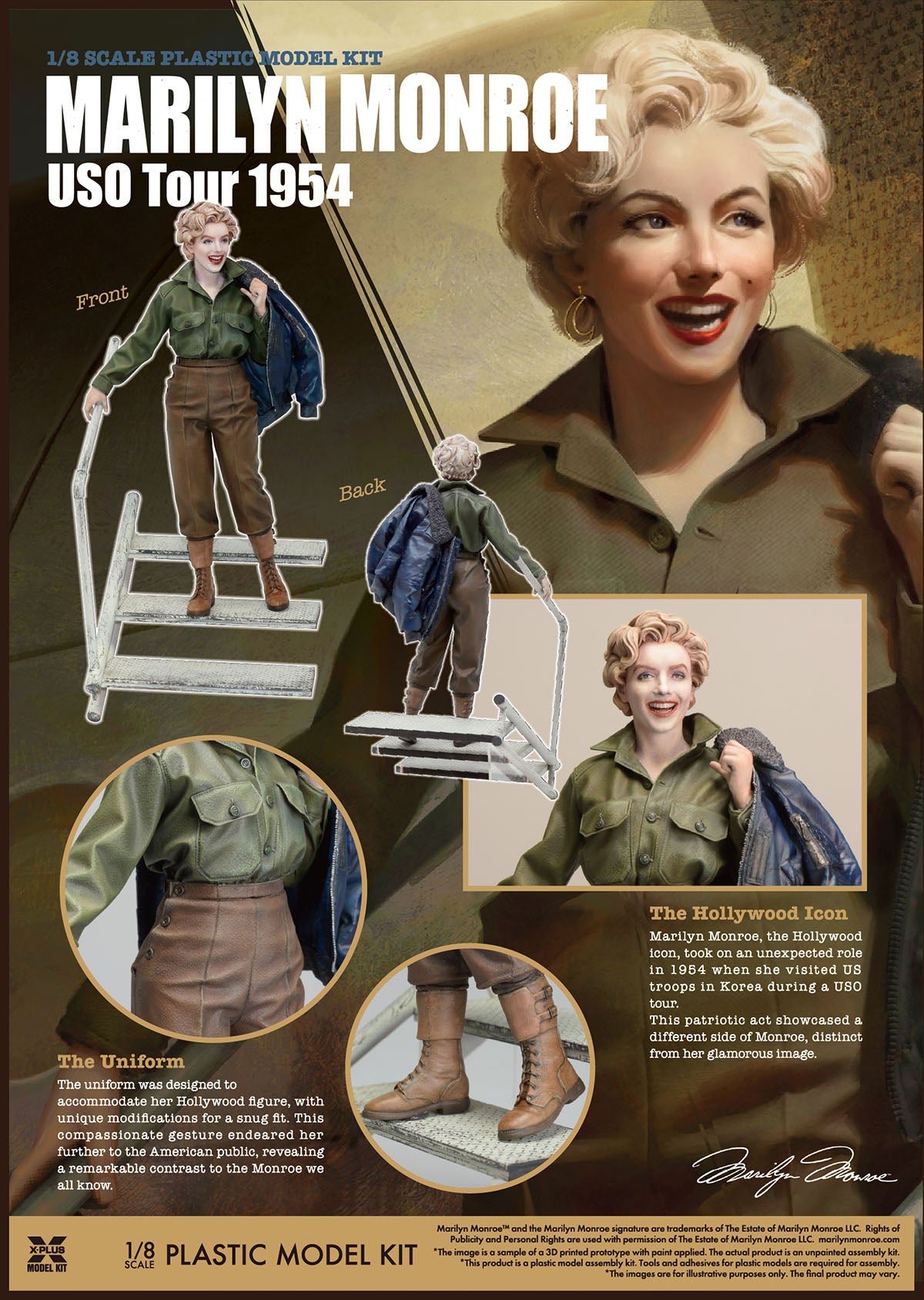 X-PLUS 1/8 Marilyn Monroe USO Tour 1954 Plastic Model Kit 411-200245