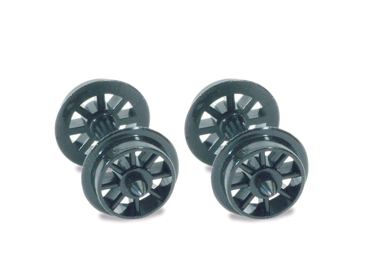 Spoked Wheels on axles Hardlon mouldings