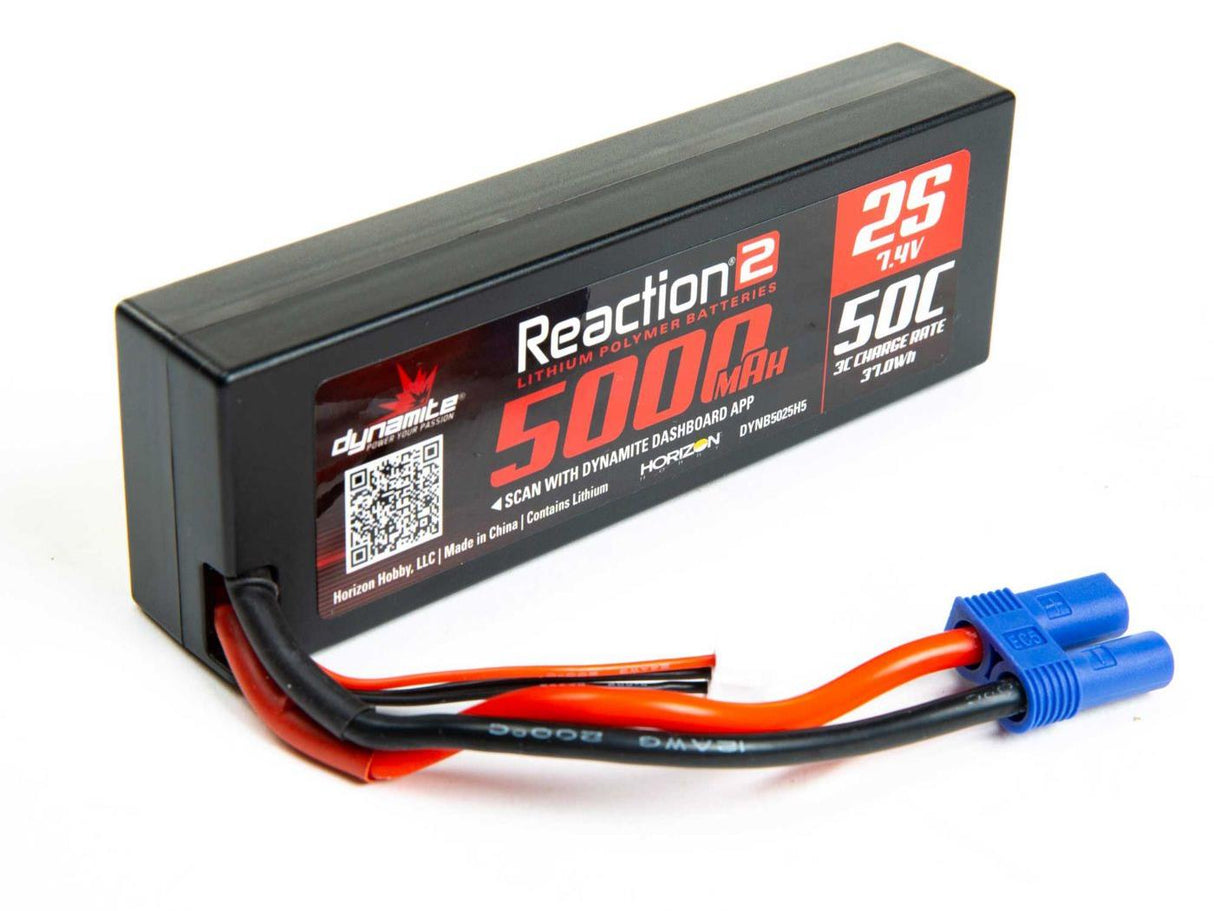 7.4V 5000mAh 2S 50C LiPo Hardcase: EC5