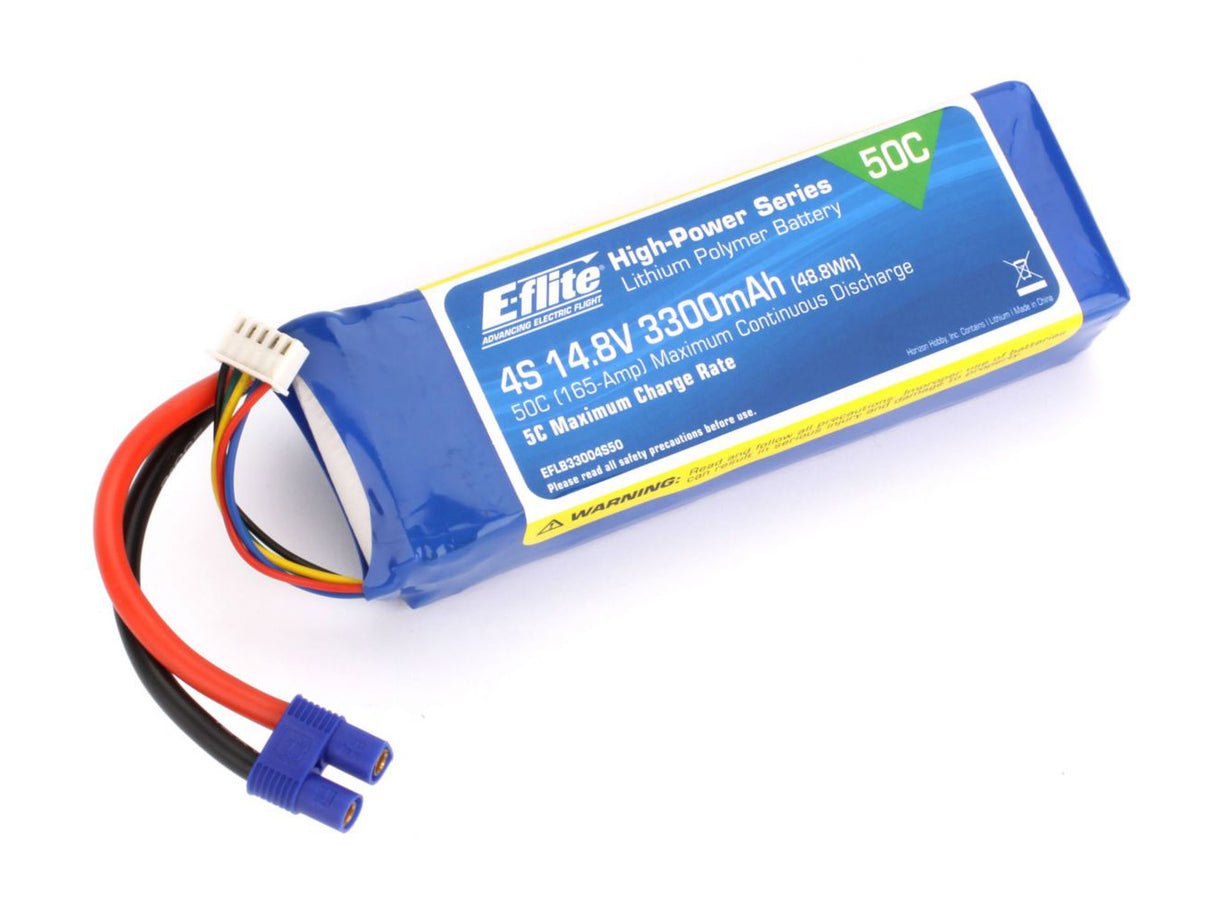 3300mAh 4S 14.8V 50C LiPo 12AWG EC3