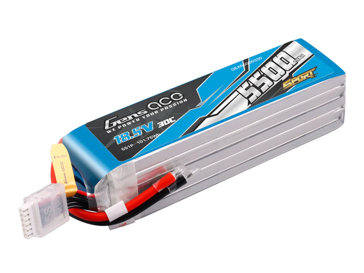 GENSACE Li-Po Sport 5S 18.5V 5500mAh 30C with No Plug