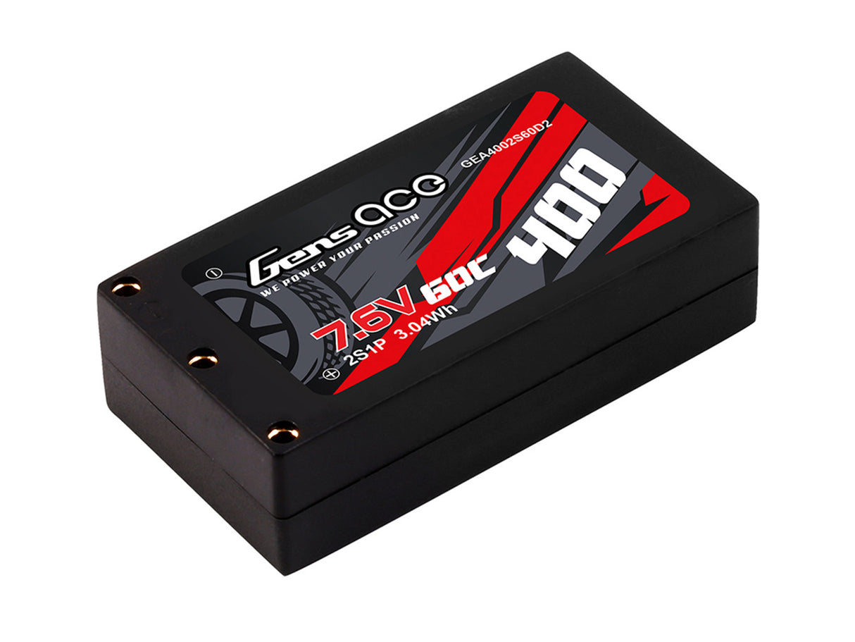GENSACE Li-Po HV Car Hard Case 2S 7.6V 400mAh 60C with 2MM